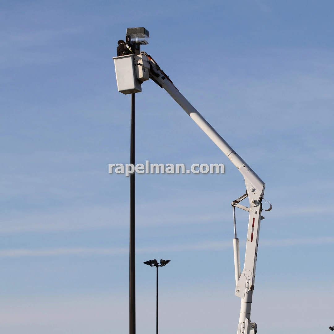 تعویض لامپ در ارتفاع با طناب و نصب روشنایی در تهران